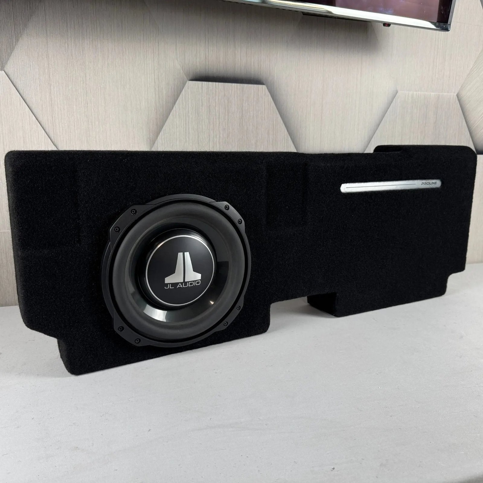2015-2023 Ford F-150/F-250 Behind-Seat PR Single 10″ Enclosure, Loaded with JL Audio 10TW3 2015-2023 Ford F-150/F-250 Behind-Seat PR Single 10″ Enclosure, Loaded with JL Audio 10TW3