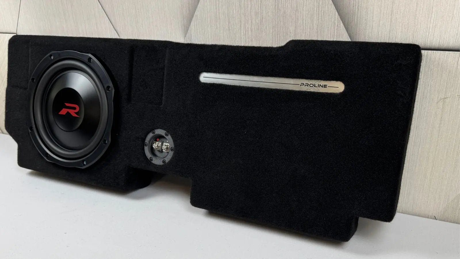2015-2023 Ford F-150/F-250 Behind-Seat Single 10″ Enclosure, Loaded with Alpine RSW10 2015-2023 Ford F-150/F-250 Behind-Seat Single 10″ Enclosure, Loaded with Alpine RSW10
