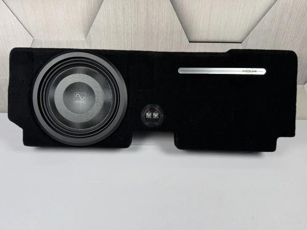 2015-2023 Ford F-150/F-250 Behind-Seat Single 12″ Enclosure, Loaded with Wavtech thinPRO12 2015-2023 Ford F-150/F-250 Behind-Seat Single 12″ Enclosure, Loaded with Wavtech thinPRO12