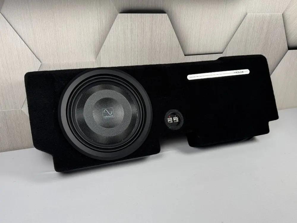 2015-2023 Ford F-150/F-250 Behind-Seat Single 12″ Enclosure, Loaded with Wavtech thinPRO12 2015-2023 Ford F-150/F-250 Behind-Seat Single 12″ Enclosure, Loaded with Wavtech thinPRO12