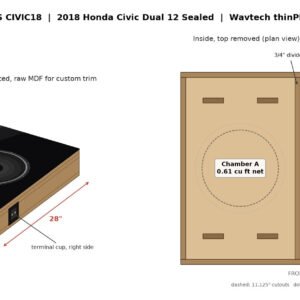 2018 Honda Civic Dual 12 Sealed Subwoofer Enclosure