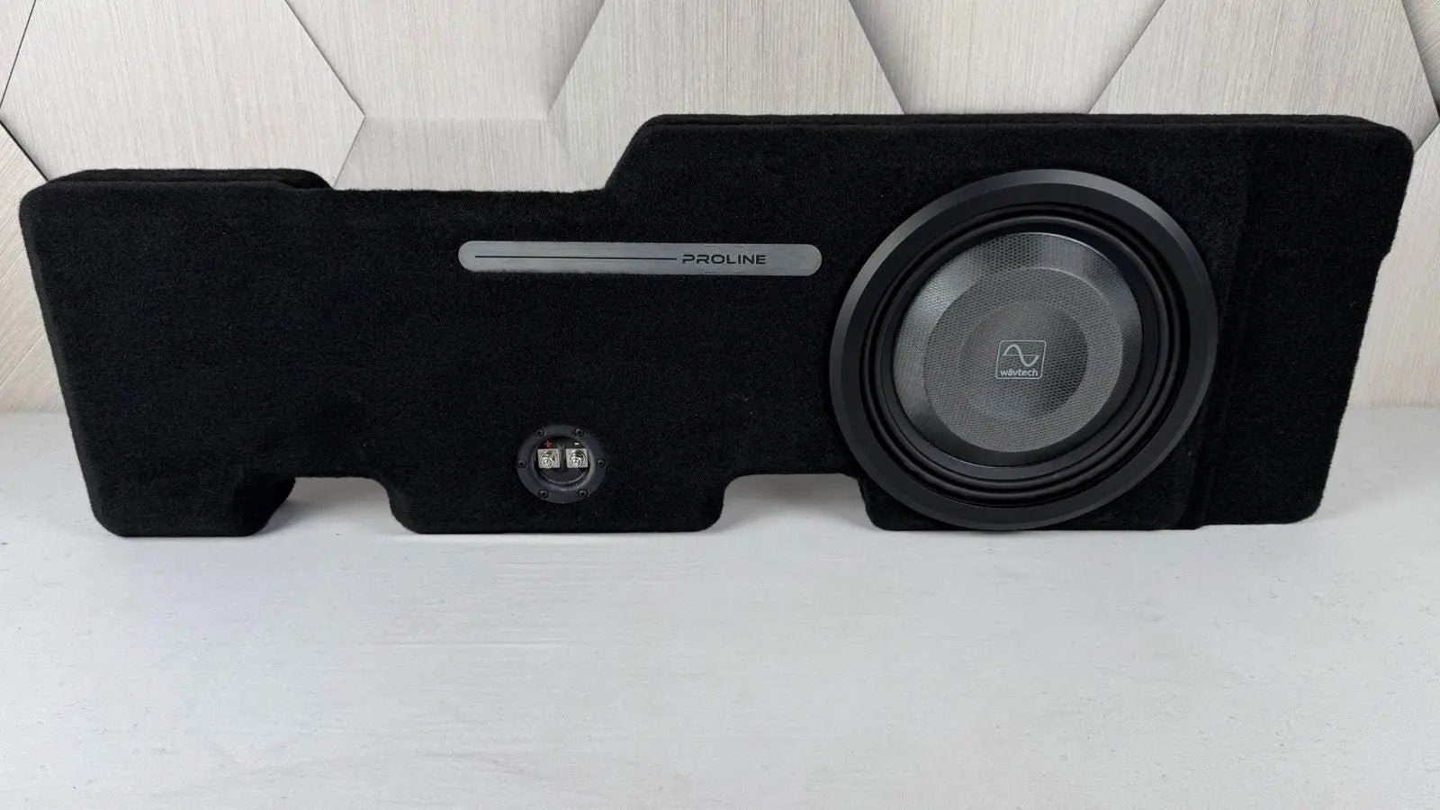 2024-2026 Ford F-150/F-250/F-350 Behind-Seat Single 12″ Enclosure, Loaded with Wavtech thinPRO12 2024-2026 Ford F-150/F-250/F-350 Behind-Seat Single 12″ Enclosure, Loaded with Wavtech thinPRO12