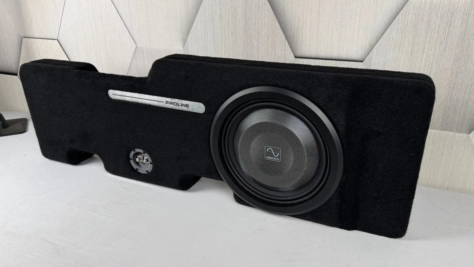 2024-2026 Ford F-150/F-250/F-350 Behind-Seat Single 12″ Enclosure, Loaded with Wavtech thinPRO12 2024-2026 Ford F-150/F-250/F-350 Behind-Seat Single 12″ Enclosure, Loaded with Wavtech thinPRO12