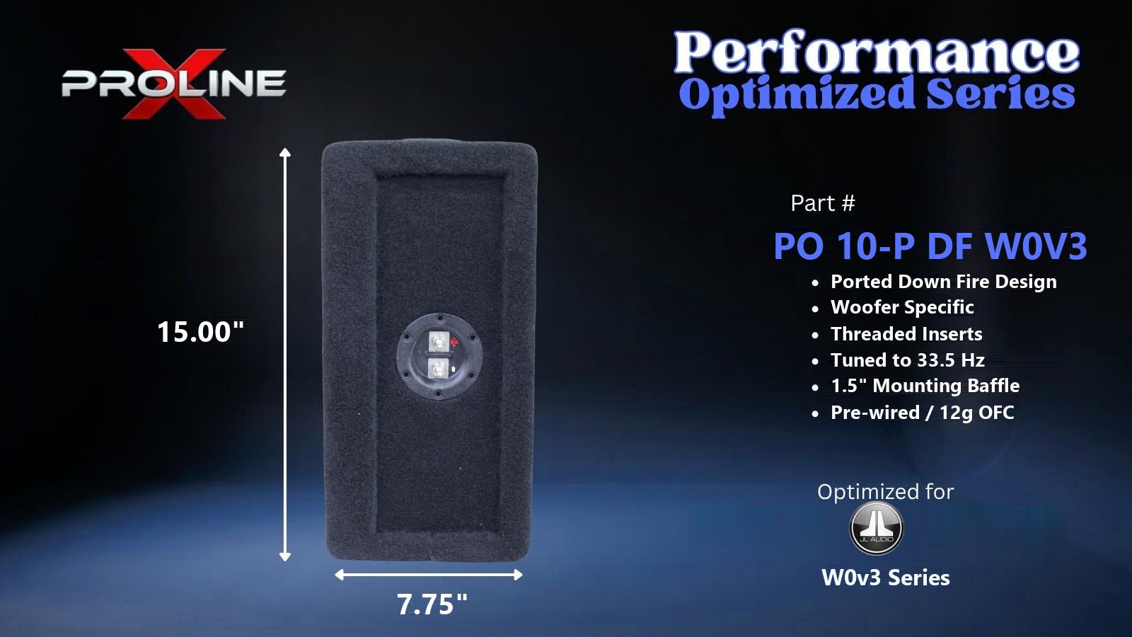 JL Audio 10W0v3 Ported Down Fire Enclosure, Single 10″ JL Audio 10W0v3 Ported Down Fire Enclosure, Single 10″