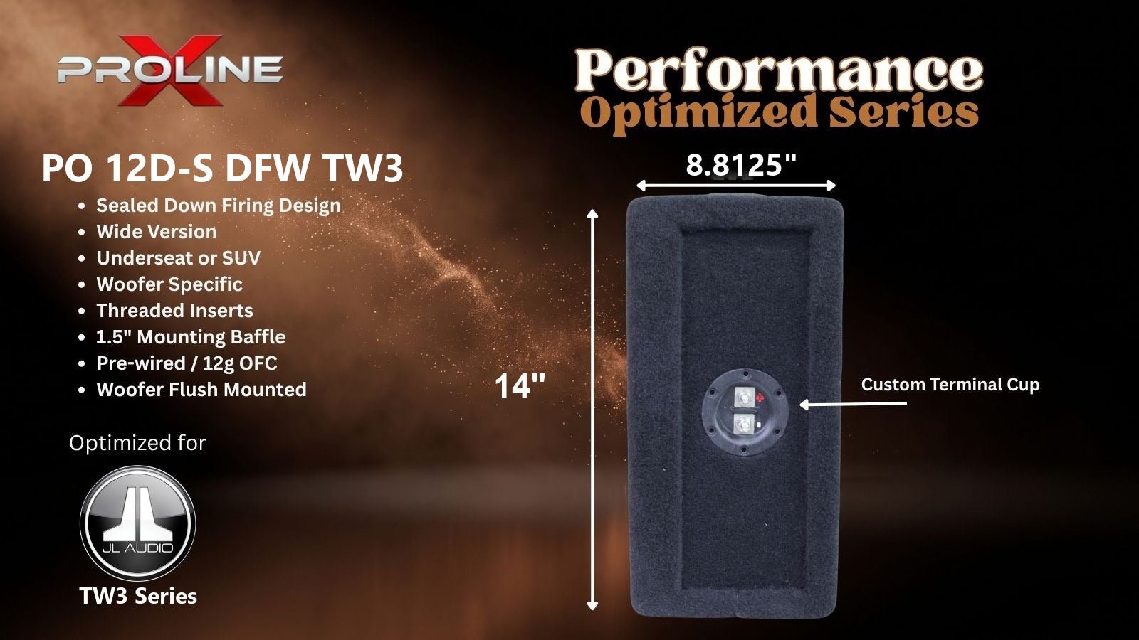 JL Audio 12TW3 Sealed Shallow Down Fire Wide Enclosure, Dual 12″ JL Audio 12TW3 Sealed Shallow Down Fire Wide Enclosure, Dual 12″